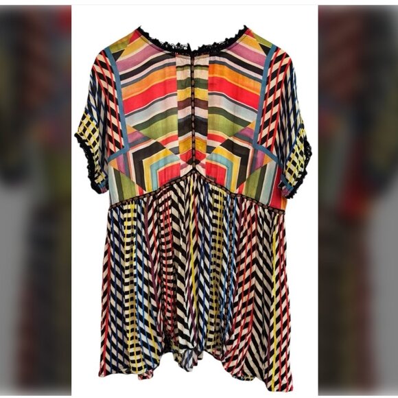 NWT Anthropologie Conditions Apply Short-Sleeve Tunic Blouse S - Picture 2 of 3